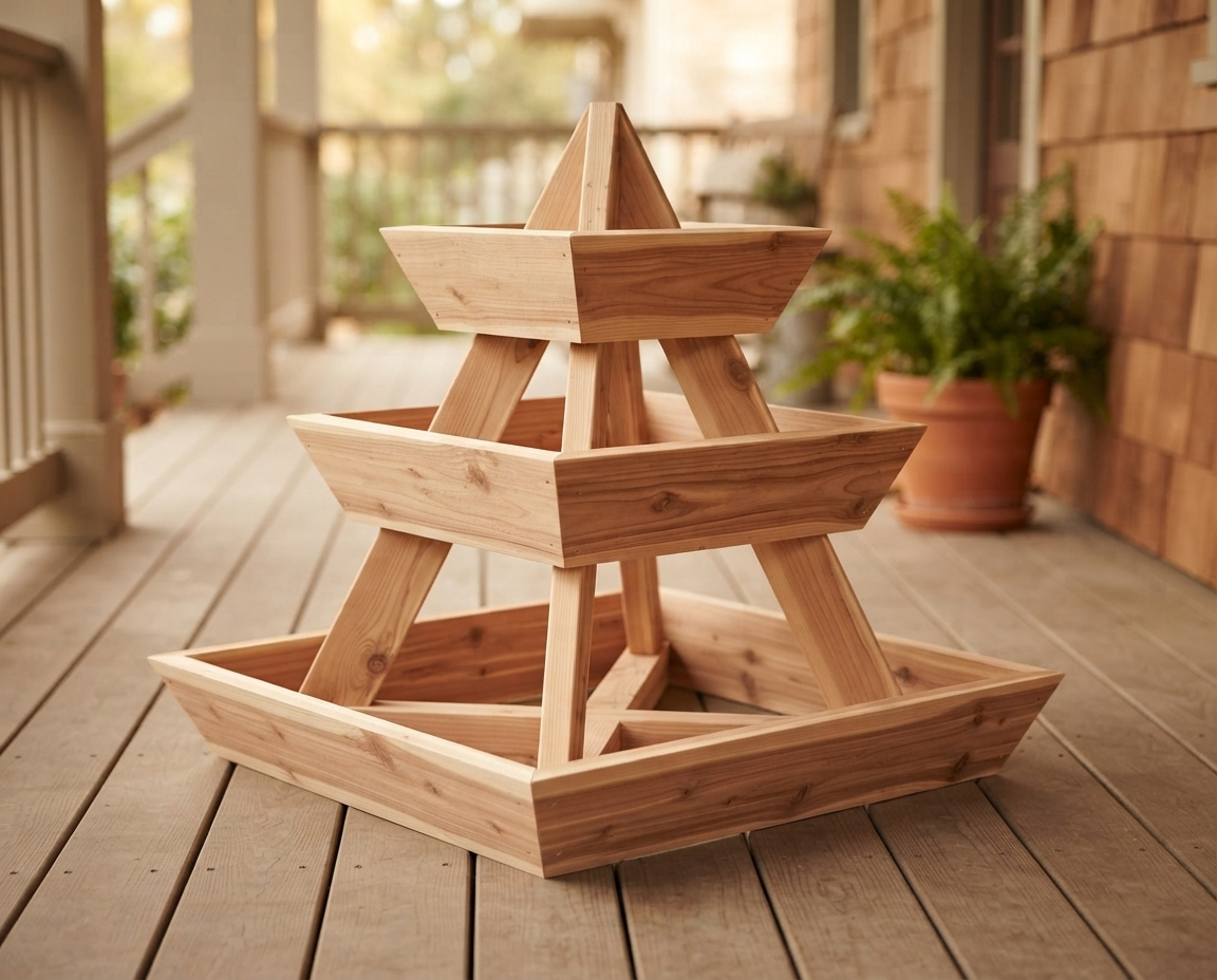 3-Tier Pyramid Wood Planter 36 Inch — Filler, Spiller, Thriller. The Cascade Your Patio Needs.