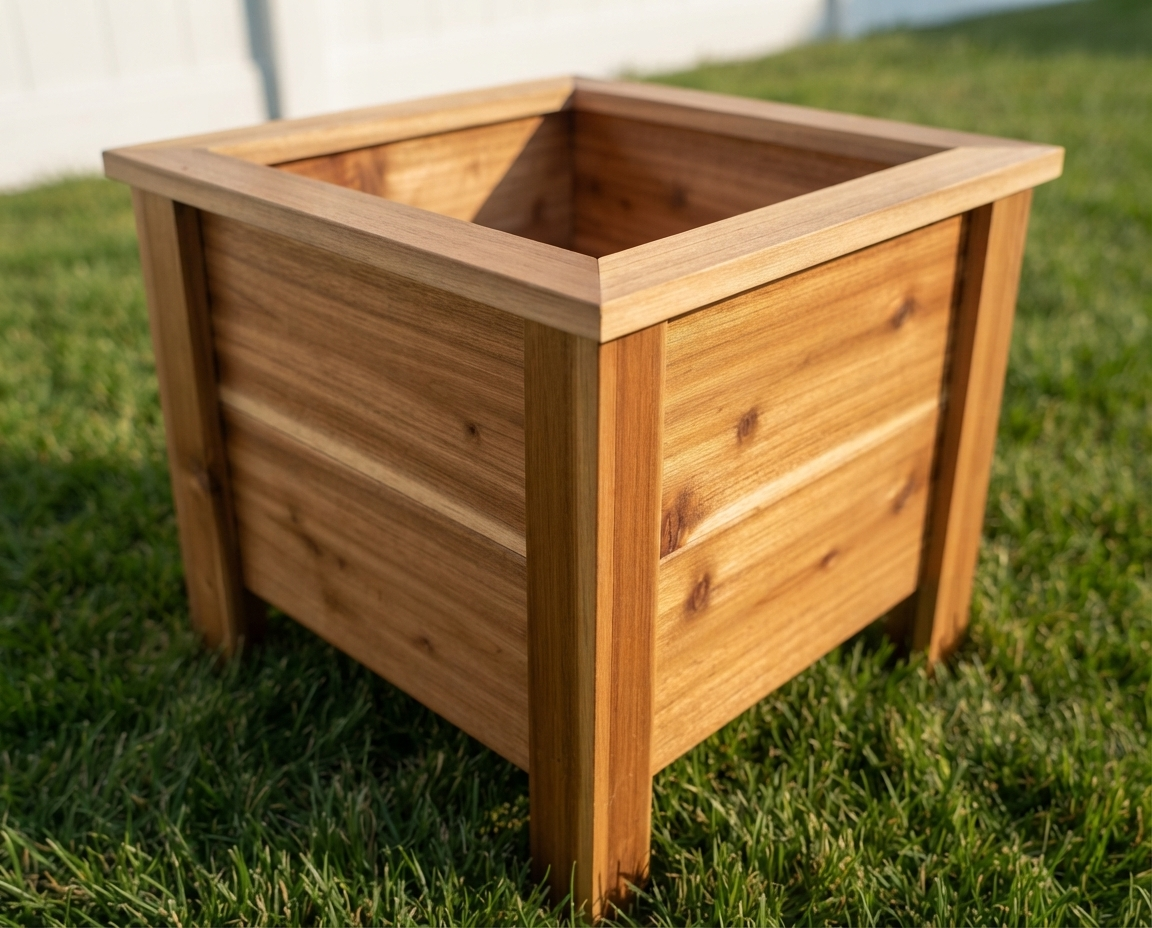 Square Cedar Planter Box 16 Inch — No More Dead Plants. Built-In Drainage, Ready to Use.