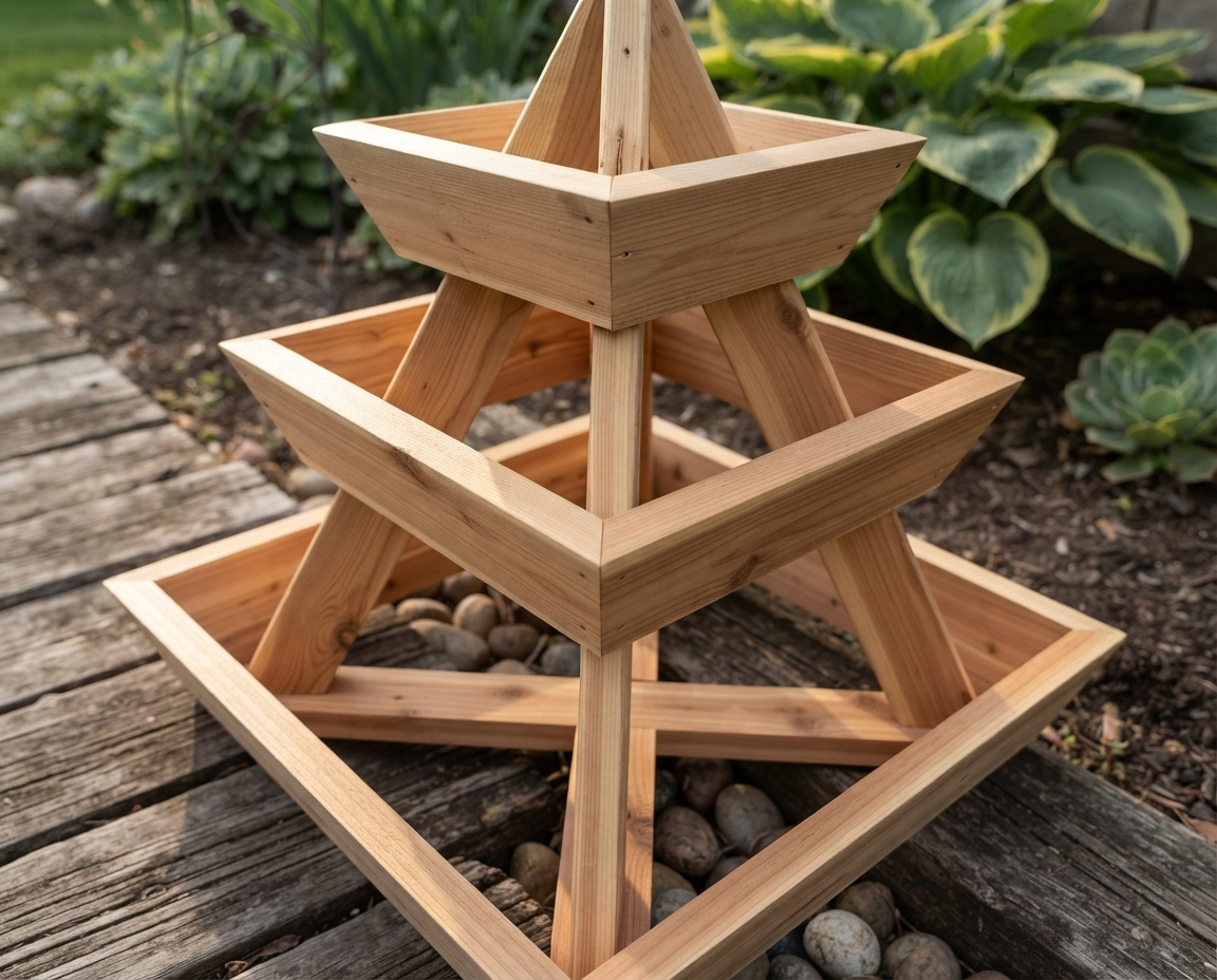3-Tier Pyramid Wood Planter 36 Inch — Filler, Spiller, Thriller. The Cascade Your Patio Needs.