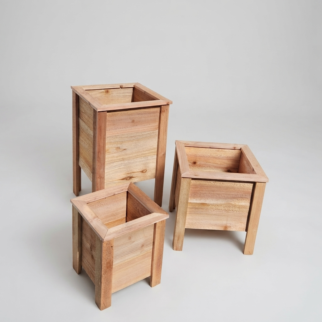 Cedar Planter Set of 3 — Tiered Graduated Sizes for a Designer Porch Display. Instant Curb Appeal.