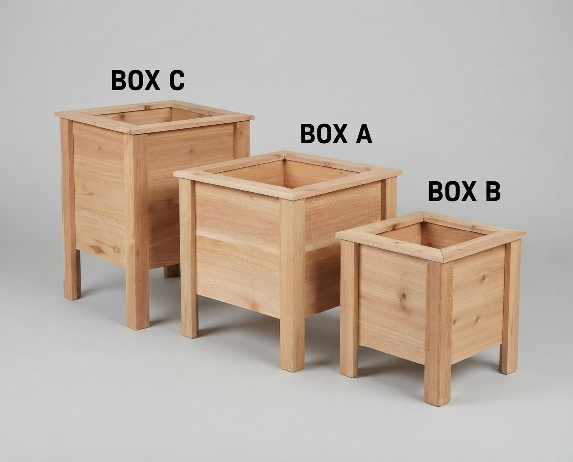 Cedar Planter Set of 3 — Tiered Graduated Sizes for a Designer Porch Display. Instant Curb Appeal.