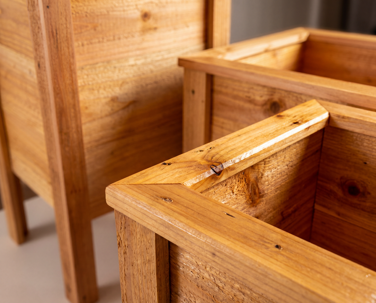 Cedar Planter Set of 3 — Tiered Graduated Sizes for a Designer Porch Display. Instant Curb Appeal.