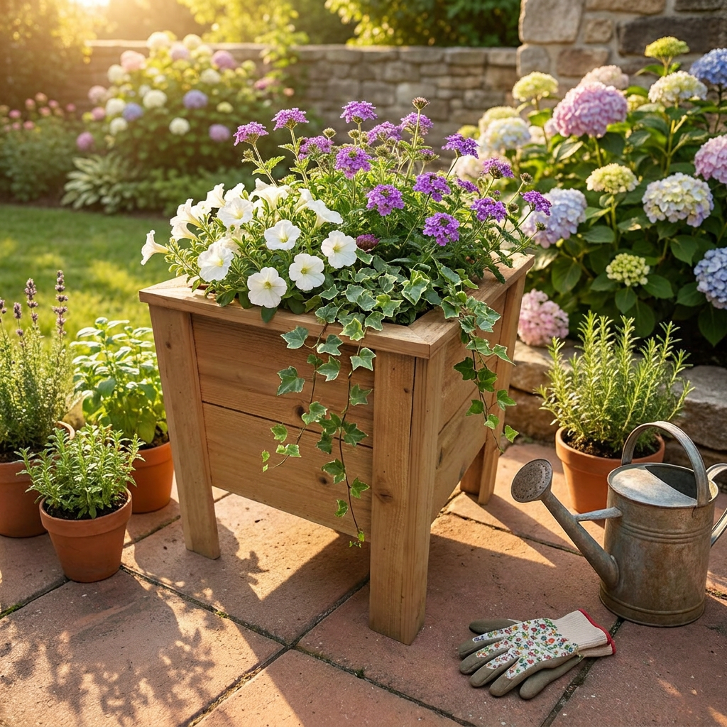 Square Cedar Planter Box 16 Inch — No More Dead Plants. Built-In Drainage, Ready to Use.