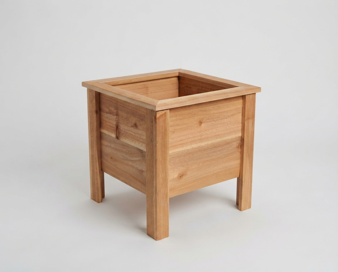 Square Cedar Planter Box 16 Inch — No More Dead Plants. Built-In Drainage, Ready to Use.
