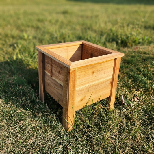 Square Cedar Planter Box 16 Inch — No More Dead Plants. Built-In Drainage, Ready to Use.