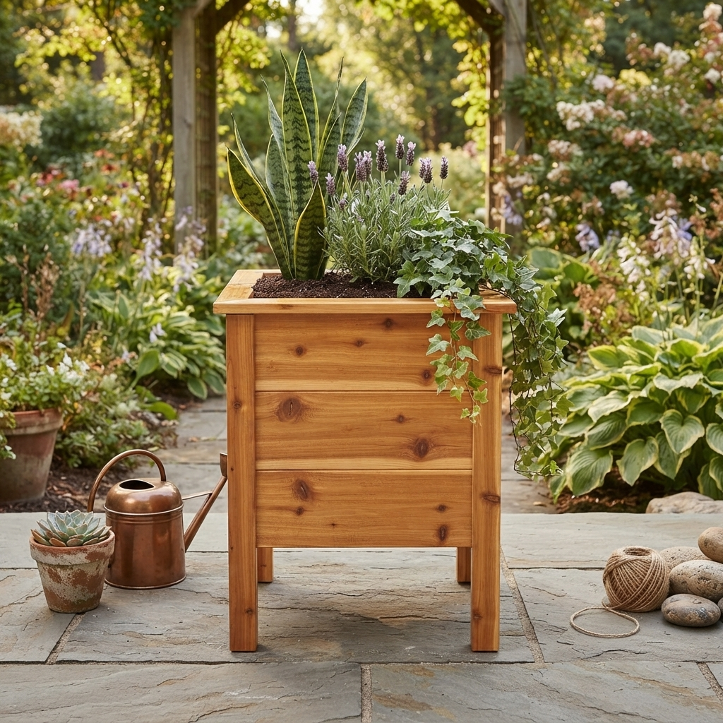 Tall Rectangular Cedar Planter 25 Inch — Fill Your Dead Corner Without Bending Over
