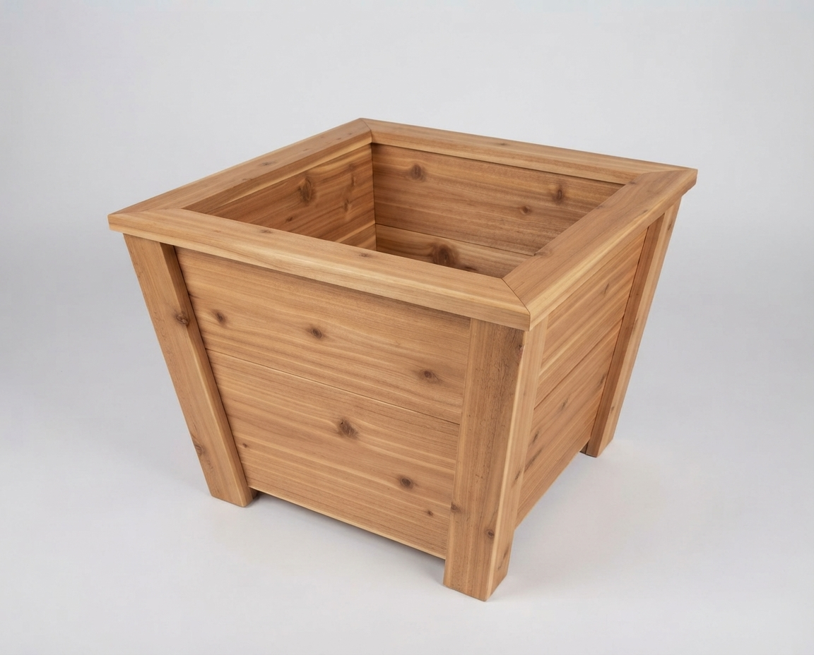 Tapered Cedar Side Table Planter 16 Inch — Your Drink on Top, Flowers in the Sides. Yes, Both.