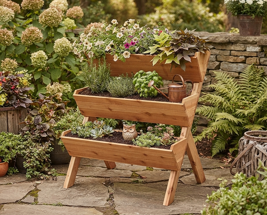 3-Tier Stair Step Cedar Planter 35 Inch — The A-Frame That Turns Your Porch Into a Flower Showcase