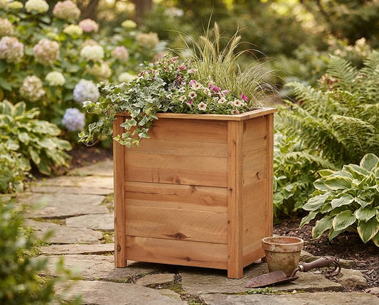 Double Wide Tall Cedar Planter 26 Inch — The Skinny Vertical Planter That Fits Where Nothing Else Does