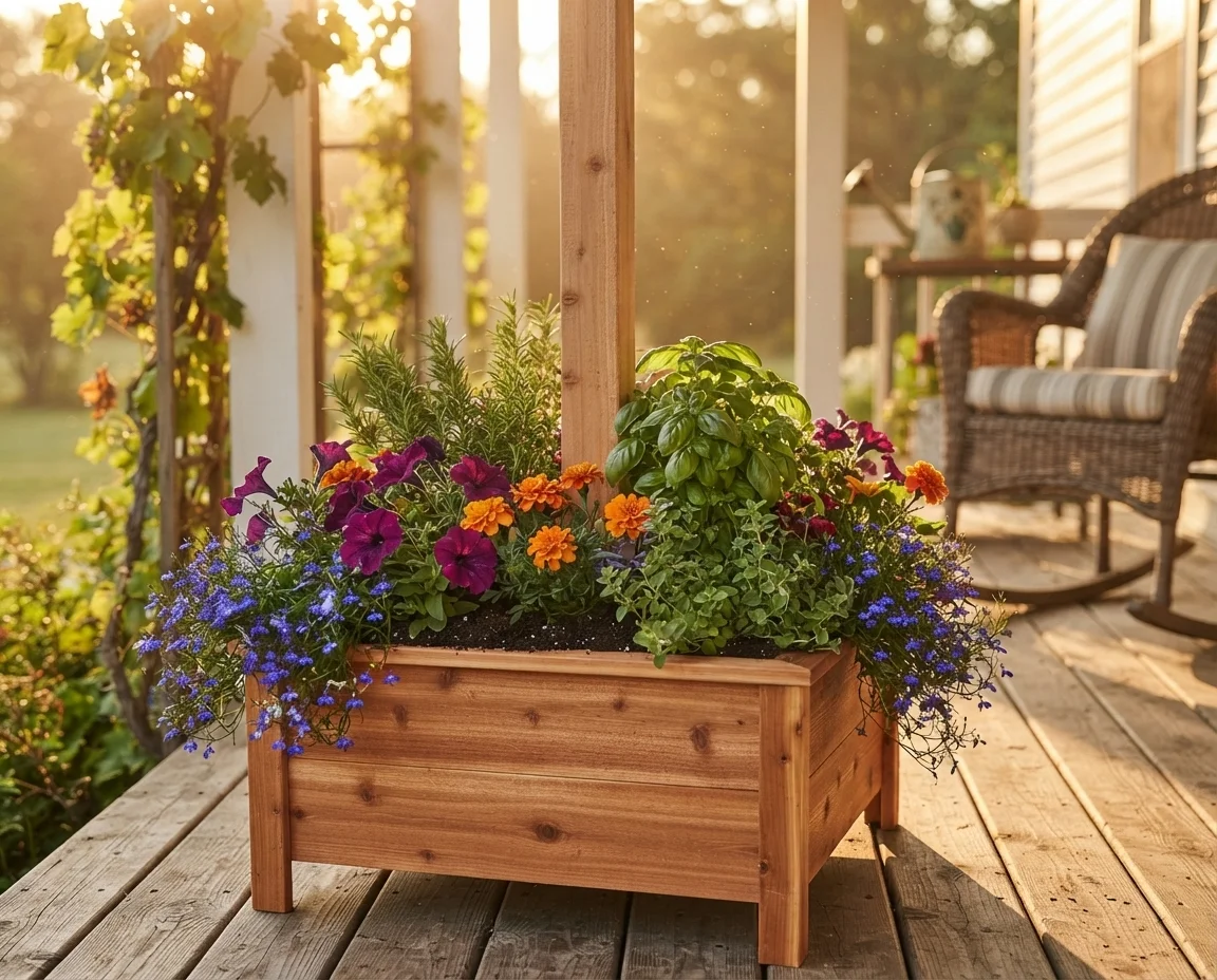 Box D — Post Planter displayed with plants